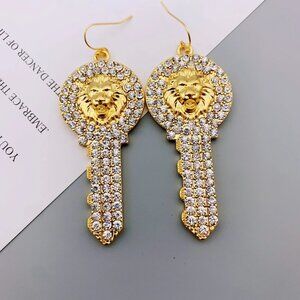 Luxury Lion Head Earrings with Crystal Rhinestones